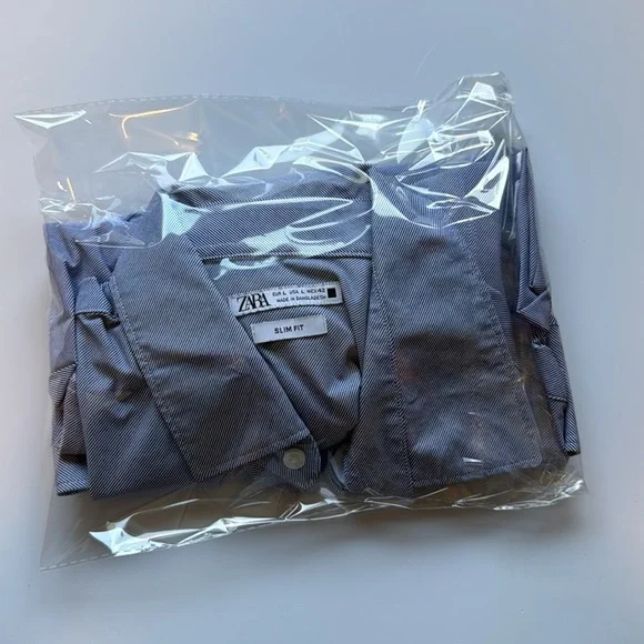 Zara Blue And White Stripe Dress Shirt Classic Professional Style - Picture 10 of 10